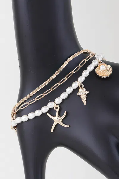 Fashnzfab At The Beach Multi Charm Bracelet In Neutral