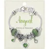 Fashnzfab August - Birthstone Heart Charm Multi Beaded Bracelet Green In Green
