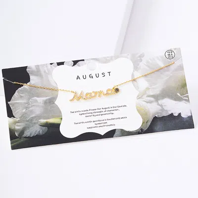 Fashnzfab August Birthstone Mama Message Pendant Necklace In Gold