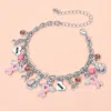 Fashnzfab Awareness Pink Ribbon Inspirational Heart Message Charm Station Bracelet Multi, Silver In Multi
