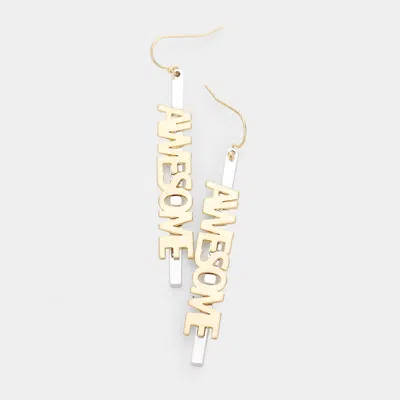 Fashnzfab Awesome Drop Bar Earrings - Silver, Worn Gold