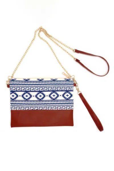 Fashnzfab Aztec Crossbody & Wristlet Bag In Blue