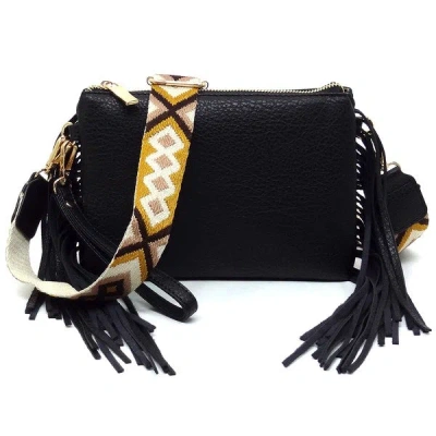 Fashnzfab Aztec Guitar Strap Fringe Clutch Crossbody Bag