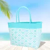 Fashnzfab Aztec Pattern Basket Weave Tote Bag / Shoulder Bag In Blue