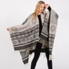 Fashnzfab Aztec Pattern Fringe Ruana Poncho In Multi