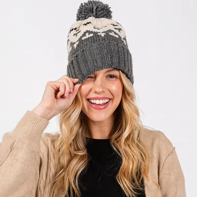 Fashnzfab Aztec Pattern Pom Pom Beanie Hat In Pink