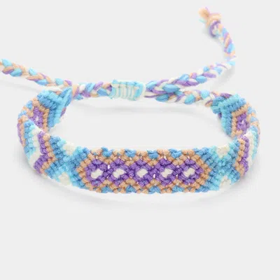 Fashnzfab Aztec Pattern Threaded Adjustable Cinch Pull Tie Bracelet 0.4" H In Multi