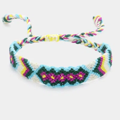 Fashnzfab Aztec Pattern Threaded Adjustable Cinch Pull Tie Bracelet In Multi