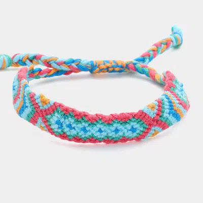 Fashnzfab Aztec Pattern Threaded Adjustable Cinch Pull Tie Bracelet Multi