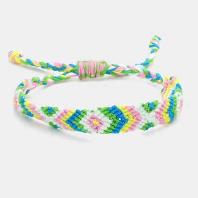 Fashnzfab Aztec Pattern Threaded Adjustable Cinch Pull Tie Bracelet Multi In Blue