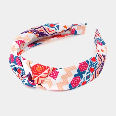 Fashnzfab Aztec Patterned Burnout Knot Headband In Pink