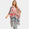 Fashnzfab Aztec Patterned Cover Up Kimono Poncho In Multi