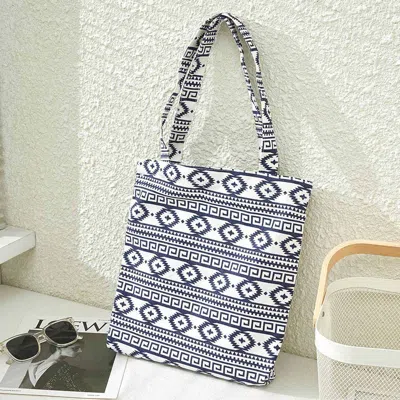 Fashnzfab Aztec Patterned Eco Shoulder Bag In Blue