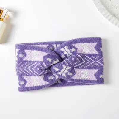 Fashnzfab Aztec Patterned Knit Earmuff Headband In Purple
