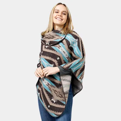 Fashnzfab Aztec Patterned Poncho In Multi