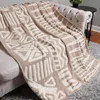 Fashnzfab Aztec Patterned Reversible Throw Blanket In Neutral