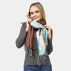 Fashnzfab Aztec Patterned Scarf / Poncho In Blue