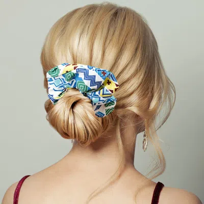 Fashnzfab Aztec Patterned Scrunchie Hairband In Blue