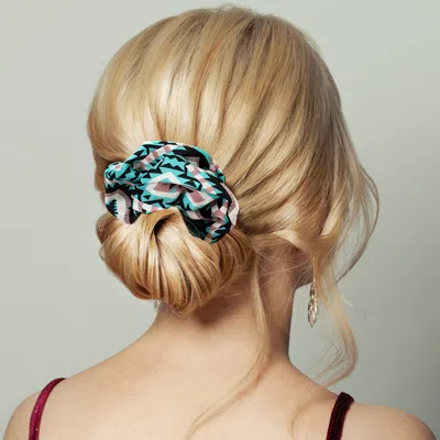 Fashnzfab Aztec Patterned Scrunchie Hairband In Green