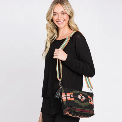 Fashnzfab Aztec Patterned Tassel Crossbody Bag In Orange