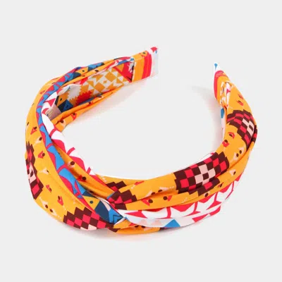 Fashnzfab Aztec Patterned Twisted Headband In Pink