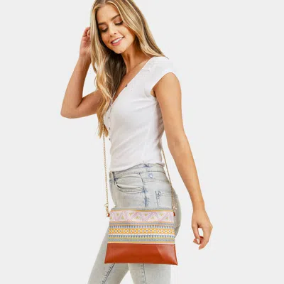 Fashnzfab Aztec Patterned Wristlet Clutch / Crossbody Bag In Yellow