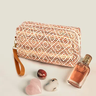 Fashnzfab Aztec Patterned Wristlet Pouch Bag 7.25" X 4" X 2.75" In Brown