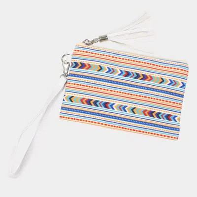 Fashnzfab Aztec Patterned Wristlet Pouch Bag In Blue