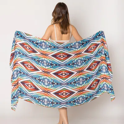 Fashnzfab Aztec Print Scarf In Blue