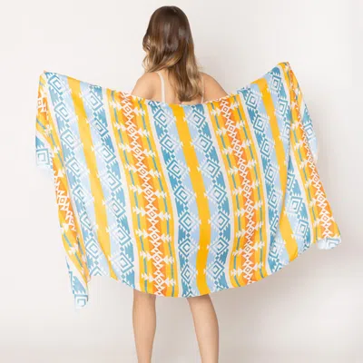 Fashnzfab Aztec Print Scarf In Blue