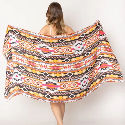 Fashnzfab Aztec Print Scarf In Orange