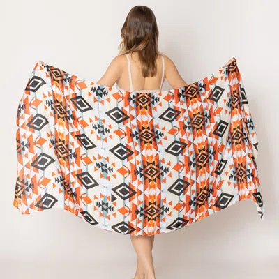 Fashnzfab Aztec Print Scarf In Orange
