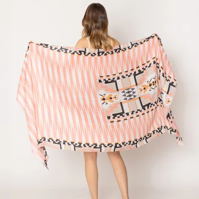Fashnzfab Aztec Print Scarf In Pink