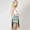 Fashnzfab Aztec Print Tassel Wristlet Clutch Black Crossbody Bag In Black