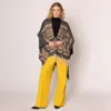Fashnzfab Aztec Ruana Poncho In Gray