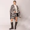 Fashnzfab Aztec Ruana Poncho In Gray