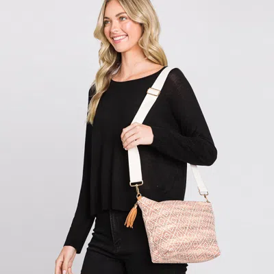 Fashnzfab Aztec Solid Mini Patterned Tassel Crossbody Bag In Brown