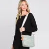 Fashnzfab Aztec Solid Mini Patterned Tassel Crossbody Bag In Green