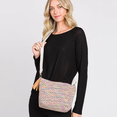 Fashnzfab Aztec Solid Mini Patterned Tassel Crossbody Bag In Multi