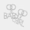 Fashnzfab Baby Girl Rhinestone Embellished Message Dangle Earrings In Metallic