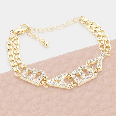 Fashnzfab Baby Rhinestone Embellished Message Bracelet Gold