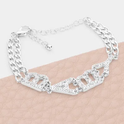 Fashnzfab Baby Rhinestone Embellished Message Bracelet Rhodium In Multi