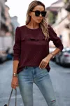 Fashnzfab Back Ruffled Detail Crewneck Ruffle Pullover