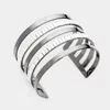Fashnzfab Baguette Cut Statement Split Layer Cuff Bracelet Hematite In Silver