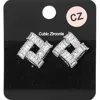 Fashnzfab Baguette Cz Stone Square Geometric Evening Stud Earrings In Metallic
