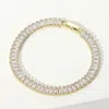 Fashnzfab Baguette Cz Stone Tennis Chain Evening Bracelet Clear, Gold In Multi