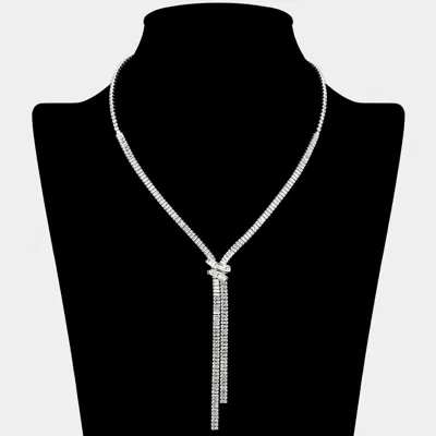Fashnzfab Baguette Cz Stone Y Shaped Drop Necklace In Multi