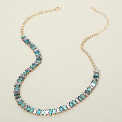 Fashnzfab Baguette Stone Cluster Link Accent Necklace In Multi