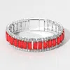 Fashnzfab Baguette Stone Cluster Magnetic Evening Bracelet Red, Silver In Red