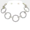 Fashnzfab Baguette Stone Embellished Bling O Ring Link Necklace In Metallic